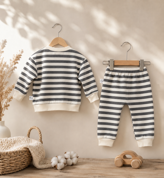 Soft cotton striped baby boy outfit – Autumn-Winter