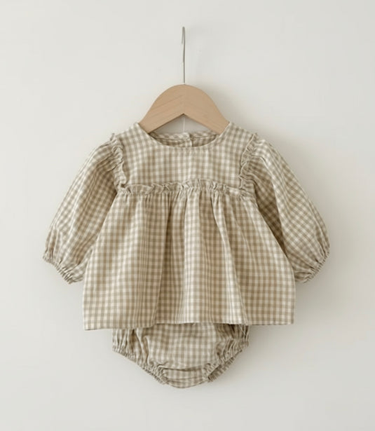 Ensemble doux bébé fille à carreaux – Kali