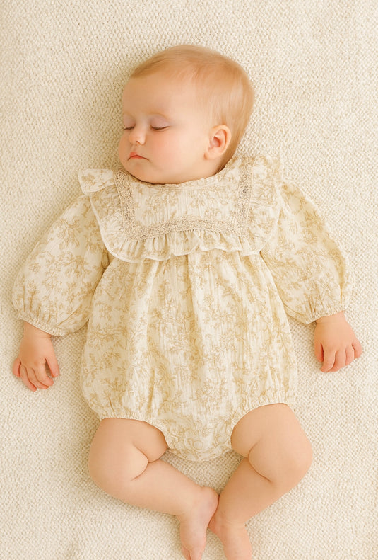 Barboteuse bébé fleurie coton doux – style bohème chic – Kali