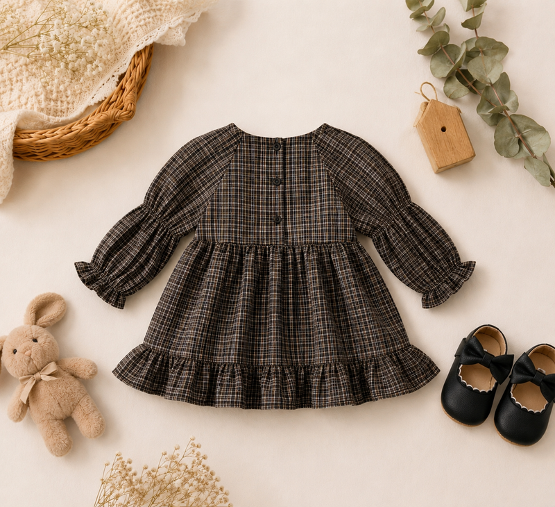 Load image into Gallery viewer, Adeline Baby Girl Plaid Dress – Autumn-Winter
