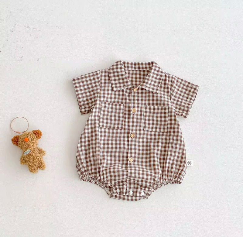 Load image into Gallery viewer, Augustin baby boy checked romper

