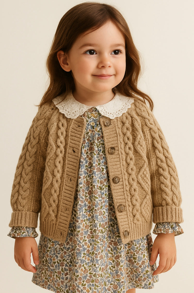 Load image into Gallery viewer, Cardigan pour filles automne-hiver tricoté – Kali - Boutique Kaki Lilas
