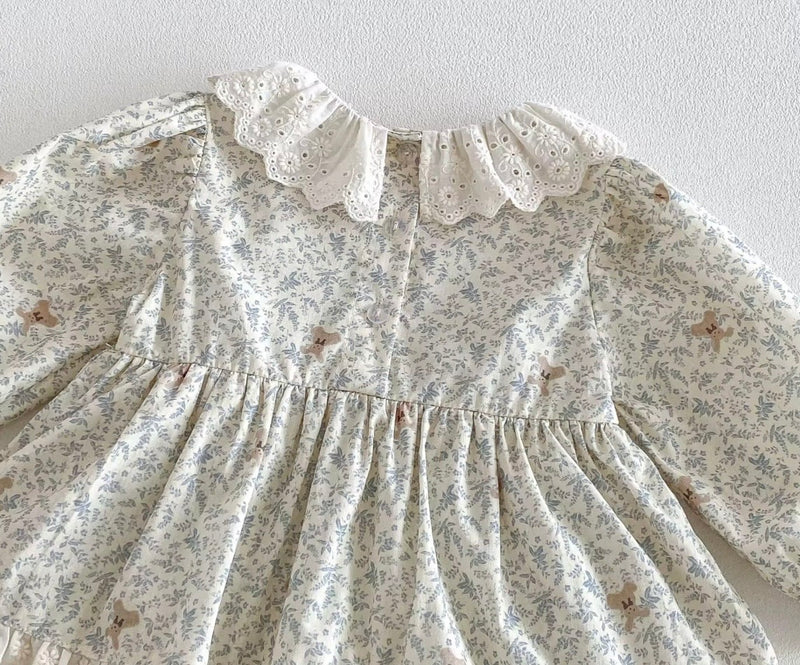 Load image into Gallery viewer, Baby Girls' Peter Pan Collar Eyelet Romper Dress – Fall/Winter
