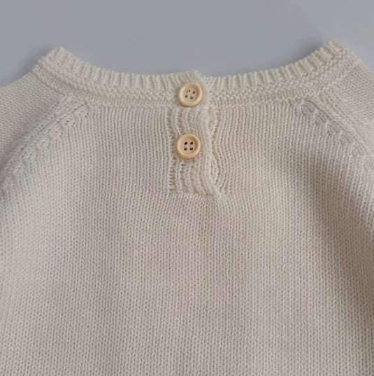 Girls' knitted ivory cable-knit sweater – Fall-Winter