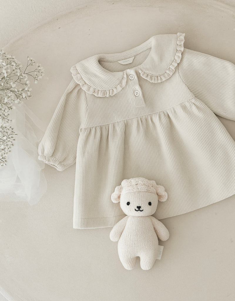 Load image into Gallery viewer, Robe fille deux tons – Modèle Kali en coton doux, style élégant - Boutique Kaki Lilas
