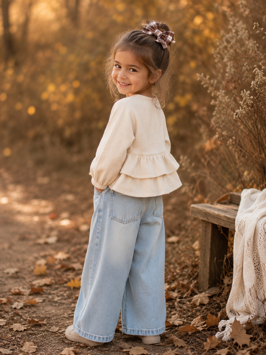 Blouse en lin Romy à volants – Bébé et fille