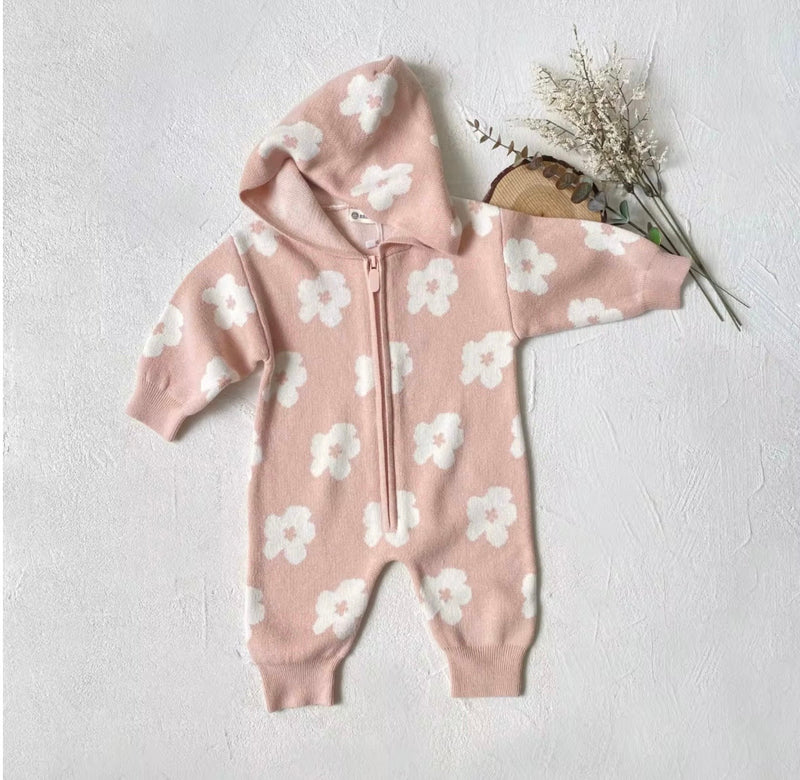 Load image into Gallery viewer, Baby girl floral hooded jumpsuit – Kali
