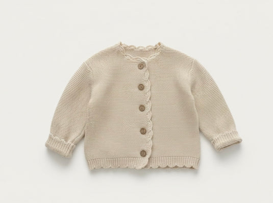 Cardigan bébé coton beige doux – Kali
