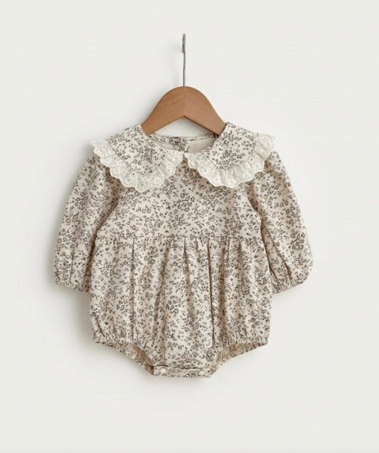 Barboteuse bébé fille à fleurs brunes en coton doux – Kali
