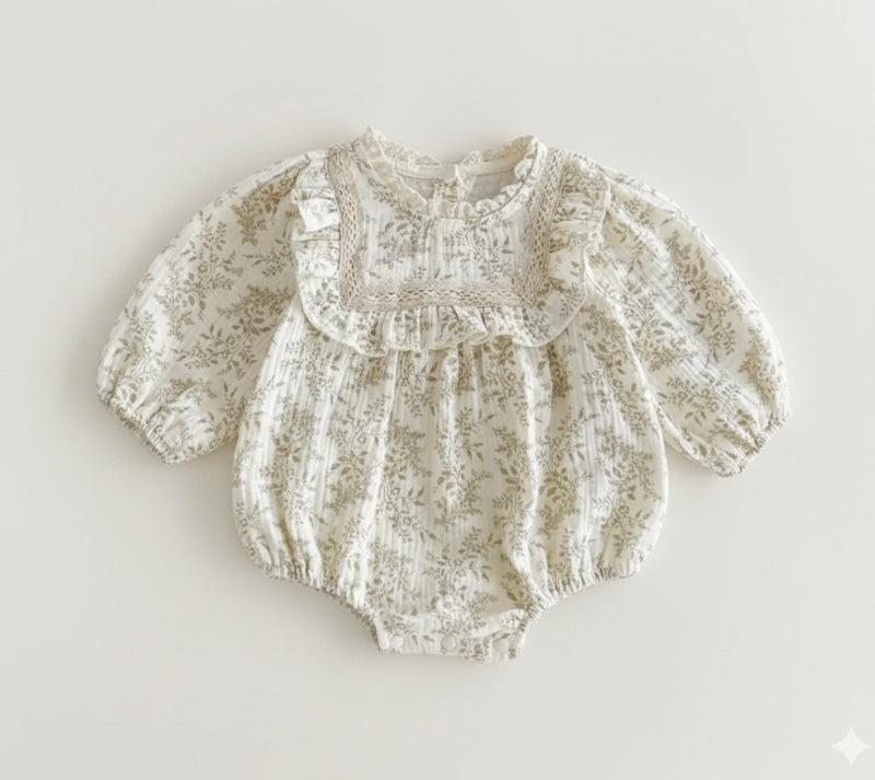 Chargez l'image dans la visionneuse de la galerie, Barboteuse bébé Liberty beige en coton doux – Kali
