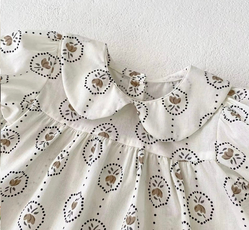Chargez l'image dans la visionneuse de la galerie, Barboteuse bébé fille été à motifs ronds fleuris
