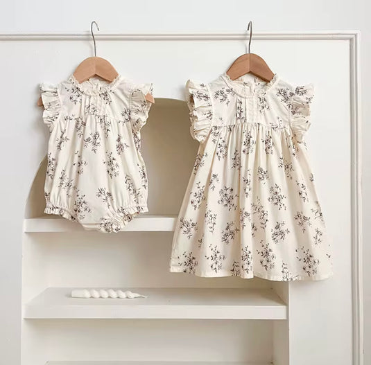 Robe bébé fille d’été sans manches à imprimé floral – Modèle Kali en coton léger