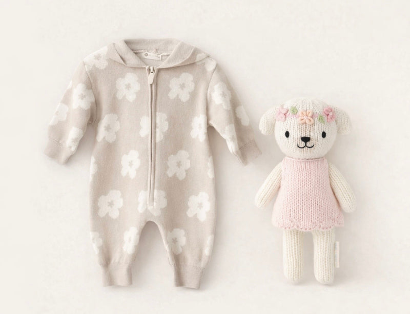 Load image into Gallery viewer, Baby hooded jumpsuit with floral prints in autumn and winter – Kali

