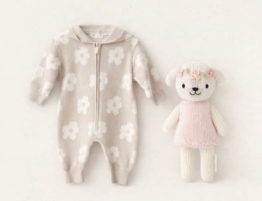 Combinaison bébé capuche fleurs automne-hiver – Kali