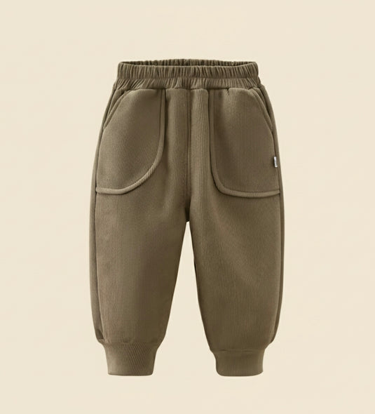 Pantalons chauds en velours pour garçon – Kaki lilas