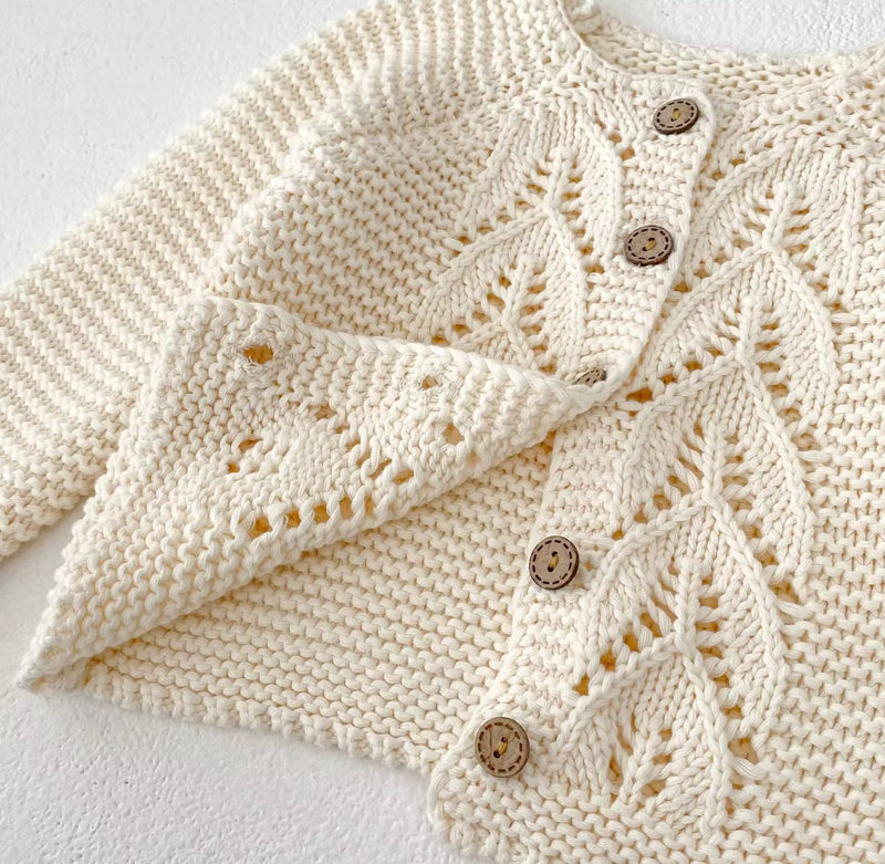 Load image into Gallery viewer, Cardigan bébé 100% coton – Ivoire Blush - Boutique Kaki Lilas
