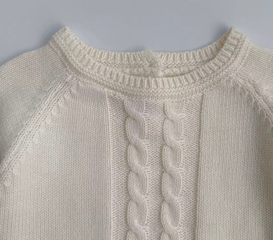 Girls' knitted ivory cable-knit sweater – Fall-Winter