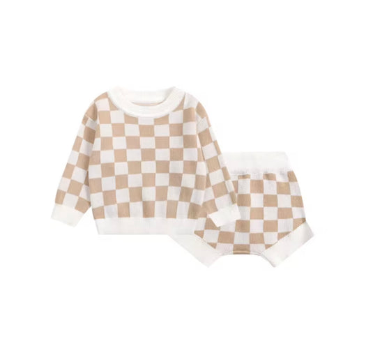 Ensemble garçon tricot à carreaux Kali | Pré-commande