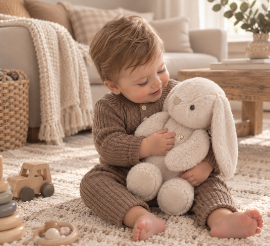 Baby boy cotton knit romper – Khaki lilac