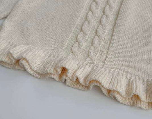 Girls' knitted ivory cable-knit sweater – Fall-Winter