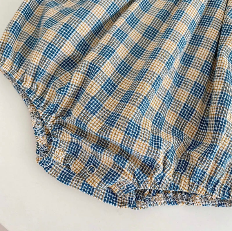 Chargez l&#39;image dans la visionneuse de la galerie, Barboteuse bébé à carreaux – 100 % coton – Kali – Confort &amp; style - Boutique Kaki Lilas
