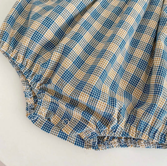 Barboteuse bébé à carreaux – 100 % coton – Kali – Confort & style - Boutique Kaki Lilas