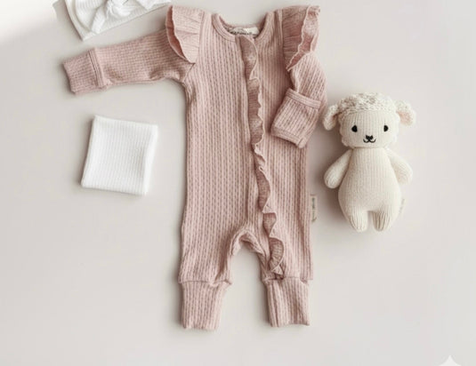 Baby girl boho style romper with matching headband