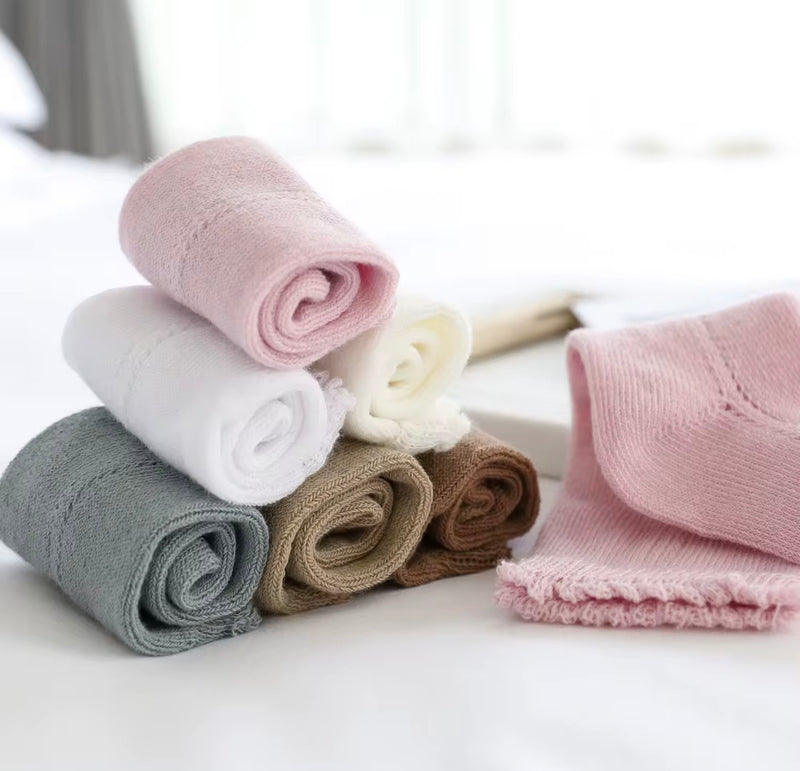 Load image into Gallery viewer, Chaussettes hautes bébé fille coton doux – automne – Kali - Boutique Kaki Lilas
