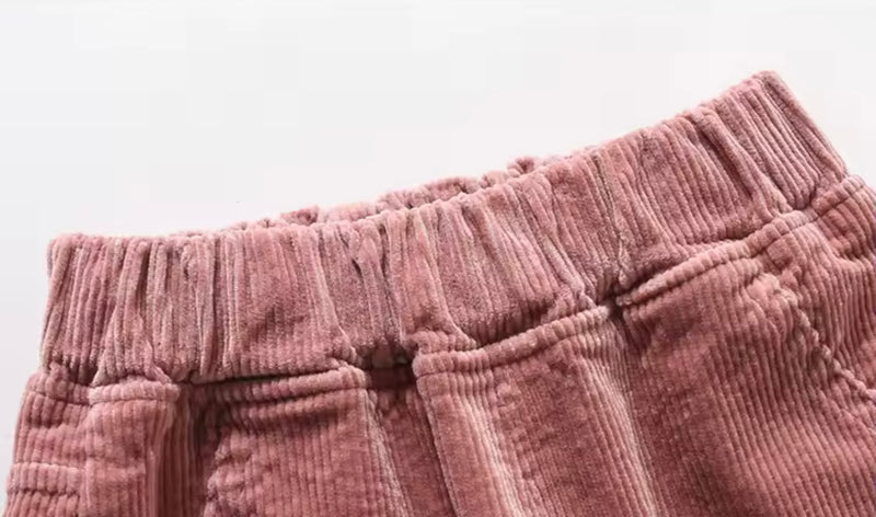 Chargez l&#39;image dans la visionneuse de la galerie, Pantalon pour filles en velours côtelé motif lapin – Kali - Boutique Kaki Lilas
