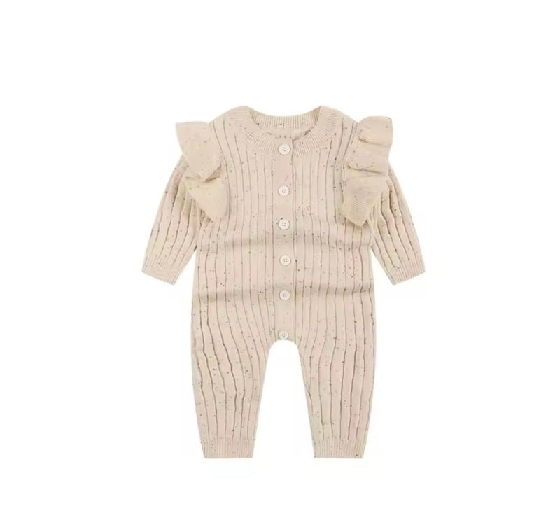 Load image into Gallery viewer, Baby girls' long-sleeved mottled cotton romper
