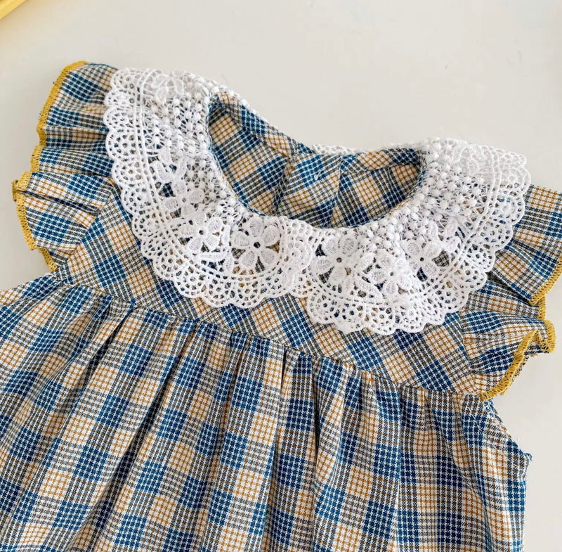 Chargez l&#39;image dans la visionneuse de la galerie, Barboteuse bébé à carreaux – 100 % coton – Kali – Confort &amp; style - Boutique Kaki Lilas
