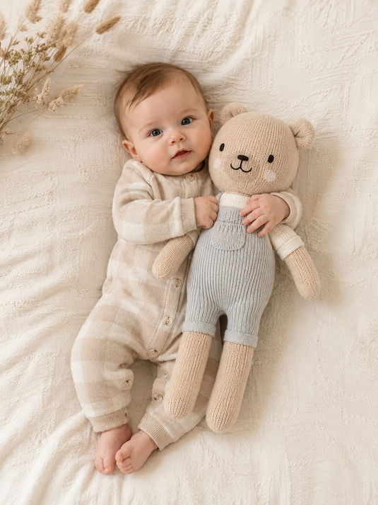 Barboteuse bébé unisexe damiers beige