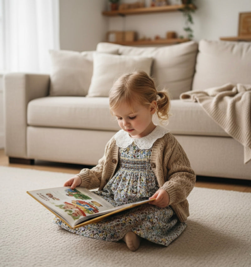 Chargez l'image dans la visionneuse de la galerie, Cardigan pour filles automne-hiver tricot café et marron – Kali
