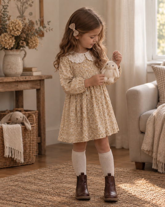 Baby & Girls' Peter Pan Collar Floral Daisy Dress - Autumn