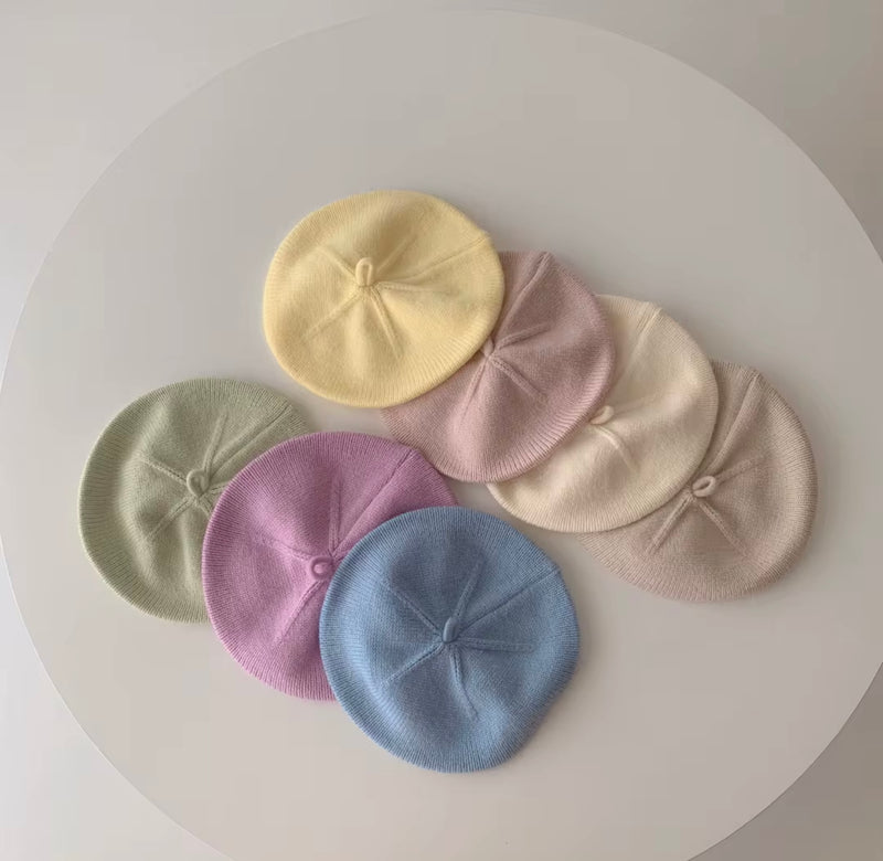 Chargez l&#39;image dans la visionneuse de la galerie, Béret bébé fille 0-3 ans en coton doux – Kaki Lilas - Boutique Kaki Lilas
