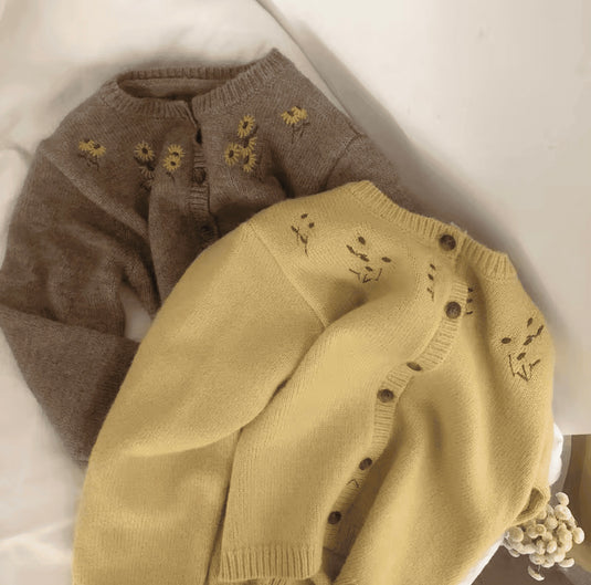 Cardigan bébé brodé en coton doux – Kali