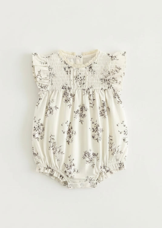 Barboteuse bébé fille d’été en coton motif floral