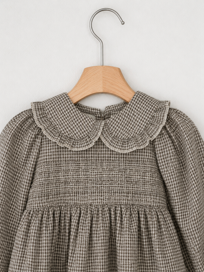Load image into Gallery viewer, Charlotte baby girl dress with checked Peter Pan collar – Autumn-Winter
