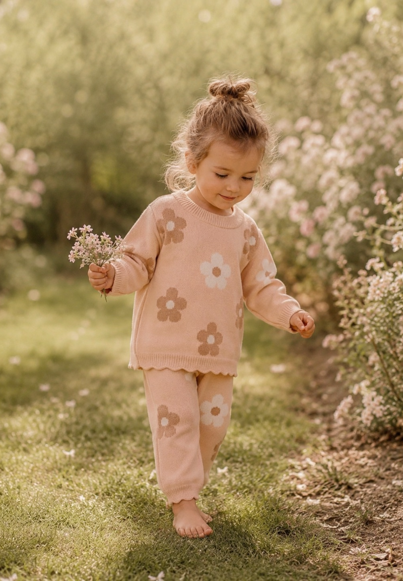 Load image into Gallery viewer, Girls' Soft Sweater + Floral Pants Set - Kali
