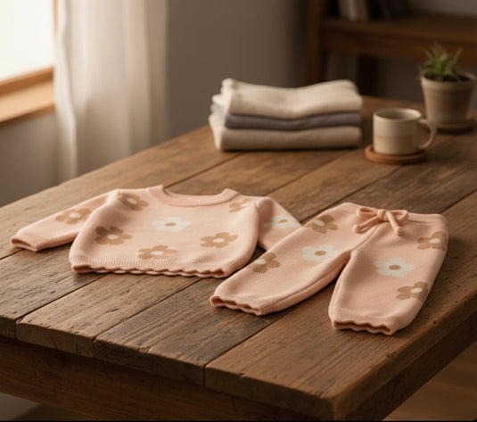 Ensemble fille doux pull + pantalon à fleurs – Kali