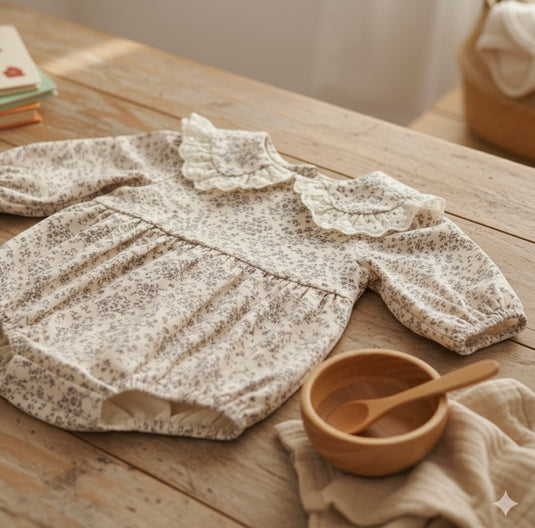 Barboteuse bébé fille à fleurs en coton doux – Kali