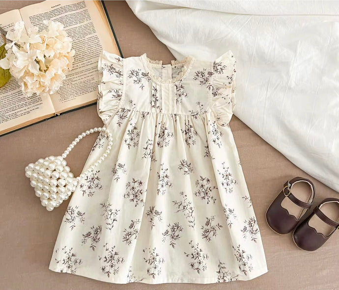 Robe bébé fille d’été sans manches à imprimé floral – Modèle Kali en coton léger