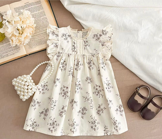 Robe bébé fille d’été sans manches à imprimé floral – Modèle Kali en coton léger