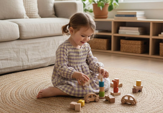 Robe pour filles en coton doux à carreaux lavande pour fille – Kali