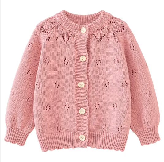 Cardigan bébé et fille ivoire & rose Vichy | Pré-commande