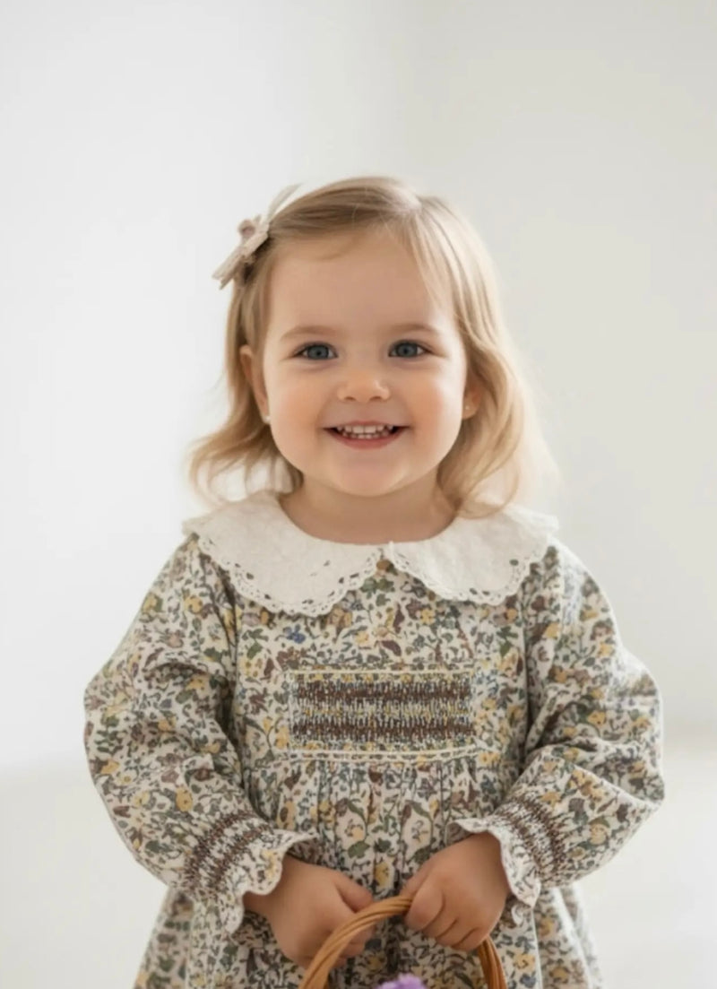 Chargez l'image dans la visionneuse de la galerie, Robe pour filles automne-hiver à fleurs rétro – Kali
