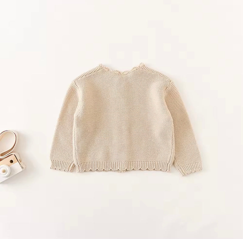 Chargez l&#39;image dans la visionneuse de la galerie, Cardigan bébé coton beige doux – Kali
