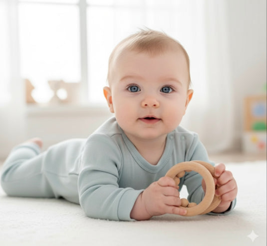 Barboteuse Bébé Manches Longues Bleu Poudré – 100% Coton | Modèle Kali - Boutique Kaki Lilas