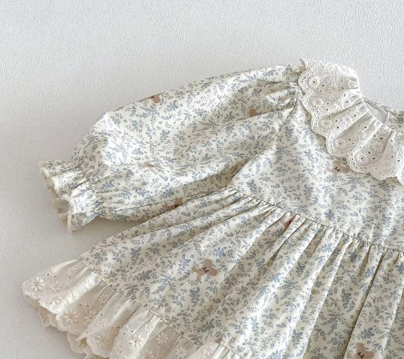 Load image into Gallery viewer, Baby Girls' Peter Pan Collar Eyelet Romper Dress – Fall/Winter
