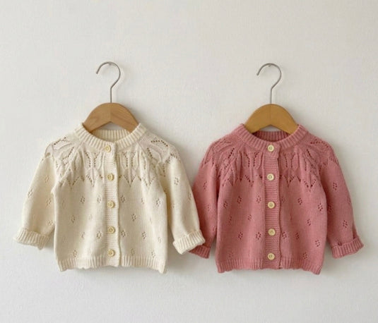 Cardigan bébé en tricot doux été et respirant ivoire – Kali